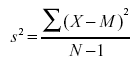 Equation for using variance from a sample to estimate the population variance by adjusting for degrees of freedom.